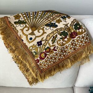 Ornate Multicolor Tapestry with Fringe